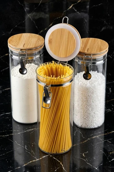 Bambum Mada 1700ml 26 Cm 6lı Kelepçeli Vakumlu Boroslikat Cam Set ürün görseli 1