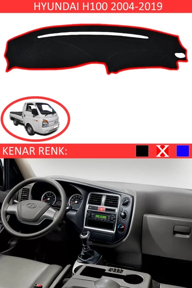 Torpido Koruma Halısı Siyah Kenar Renk Kırmızı Hyundai H100 2004-2019 ile Uyumlu ürün görseli 1