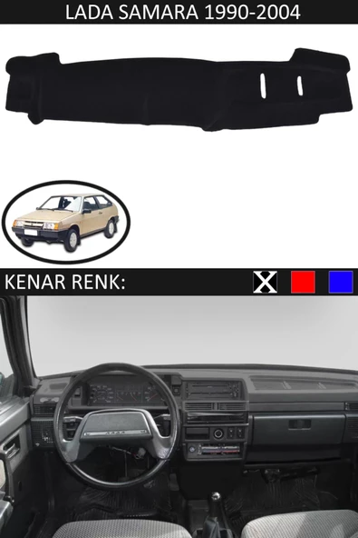 Torpido Koruma Halısı Siyah Kenar Renk Siyah Lada Samara 1990-2004 ile Uyumlu ürün görseli 1