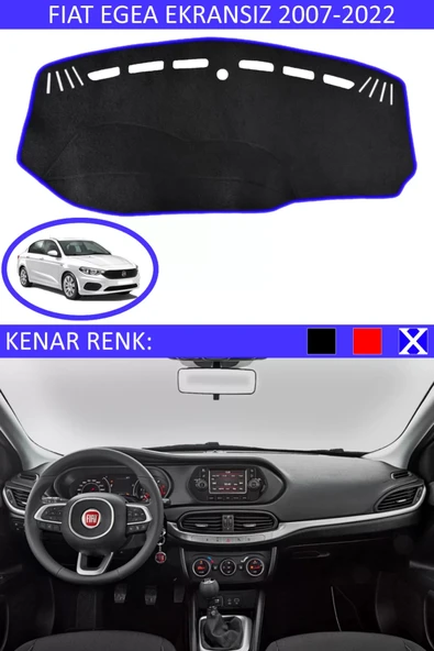 Torpido Koruma Halısı Siyah Kenar Renk Mavi Fiat Egea Ekransız 2007-2022 ile Uyumlu ürün görseli 1