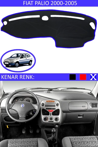Torpido Koruma Halısı Siyah Kenar Renk Mavi Fiat Palio 2000-2005 ile Uyumlu ürün görseli 1