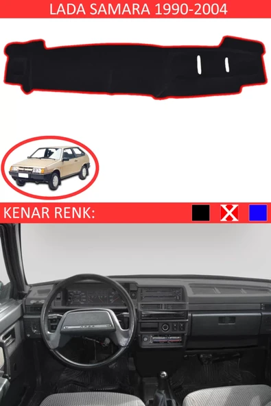 Torpido Koruma Halısı Siyah Kenar Renk Kırmızı Lada Samara 1990-2004 ile Uyumlu ürün görseli 1