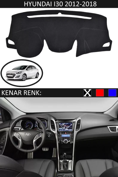 Torpido Koruma Halısı Siyah Kenar Renk Siyah Hyundai İ30 2012-2018 ile Uyumlu ürün görseli 1