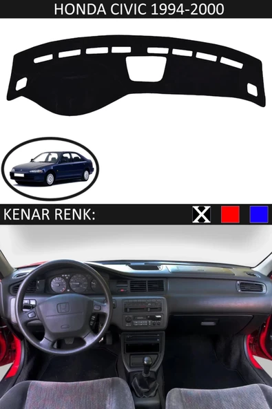 Torpido Koruma Halısı Siyah Kenar Renk Siyah Honda Civic 1994-2000 ile Uyumlu ürün görseli 1