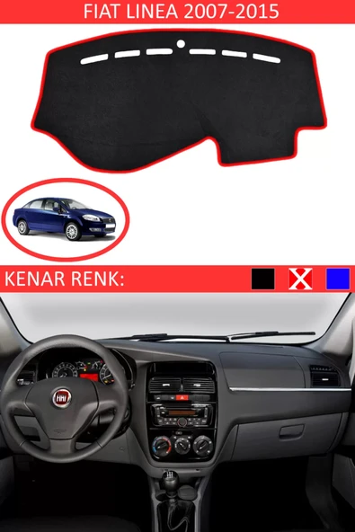 Torpido Koruma Halısı Siyah Kenar Renk Kırmızı Fiat Linea 2007-2015 ile Uyumlu ürün görseli 1