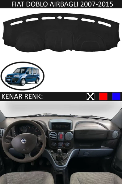 Torpido Koruma Halısı Siyah Kenar Renk Siyah Fiat Doblo Airbagli 2007-2015 ile Uyumlu ürün görseli 1