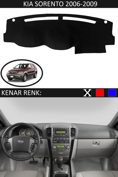 Torpido Koruma Halısı Siyah Kenar Renk Siyah Kia Sorento 2006-2009 ile Uyumlu ürün görseli 1