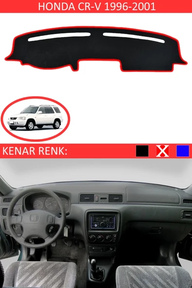 Torpido Koruma Halısı Siyah Kenar Renk Kırmızı Honda CR-V 1996-2001 ile Uyumlu ürün görseli 1