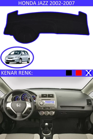 Torpido Koruma Halısı Siyah Kenar Renk Mavi Honda Jazz 2002-2007 ile Uyumlu ürün görseli 1
