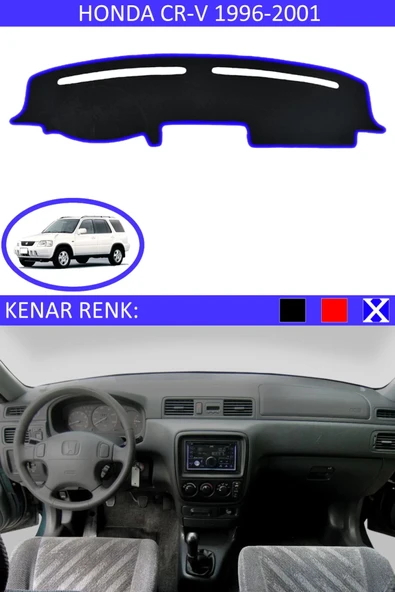 Torpido Koruma Halısı Siyah Kenar Renk Mavi Honda CR-V 1996-2001 ile Uyumlu ürün görseli 1