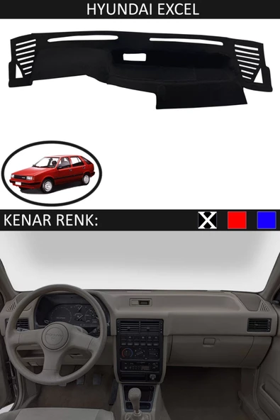 Torpido Koruma Halısı Siyah Kenar Renk Siyah Hyundai Excel ile Uyumlu ürün görseli 1