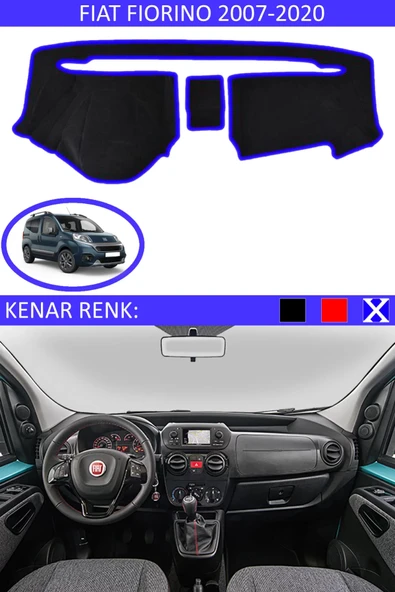 Torpido Koruma Halısı Siyah Kenar Renk Mavi Fiat Fiorino 2007-2020 ile Uyumlu ürün görseli 1