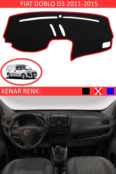 Torpido Koruma Halısı Siyah Kenar Renk Kırmızı Fiat Doblo D3 2011-2015 ile Uyumlu ürün görseli 1