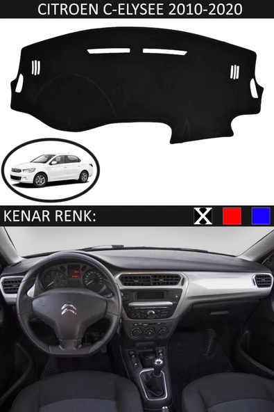 Torpido Koruma Halısı Siyah Kenar Renk Siyah Citroen C-Elysee 2010-2020 ile Uyumlu ürün görseli 1