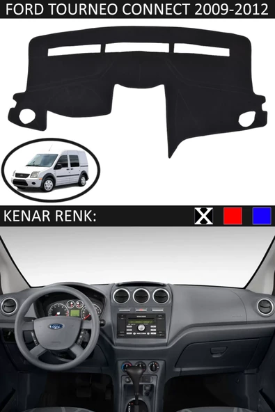 Torpido Koruma Halısı Siyah Kenar Renk Siyah Ford Tourneo Connect 2009-2012 ile Uyumlu ürün görseli 1