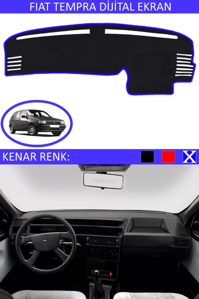 Dijital Ekran Torpido Koruma Halısı Siyah Kenar Renk Mavi Fiat Tipo ile Uyumlu ürün görseli 1