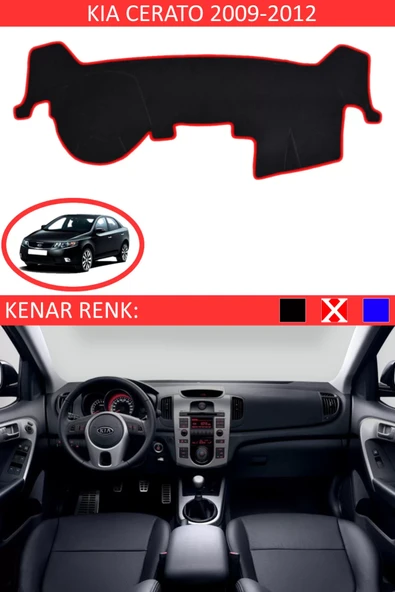Torpido Koruma Halısı Siyah Kenar Renk Kırmızı Kia Cerato 2009-2012 ile Uyumlu ürün görseli 1