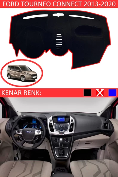 Torpido Koruma Halısı Siyah Kenar Renk Kırmızı Ford Tourneo Connect 2012-2020 ile Uyumlu ürün görseli 1
