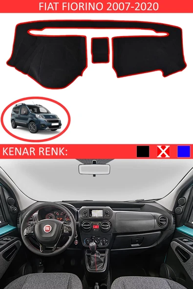 Torpido Koruma Halısı Siyah Kenar Renk Kırmızı Fiat Fiorino 2007-2020 ile Uyumlu ürün görseli 1