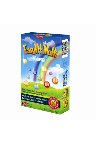 Easy Fishoil Multivitamin Ve Omega 3 Çiğnenebilir Tablet 30 Adet ürün görseli 1