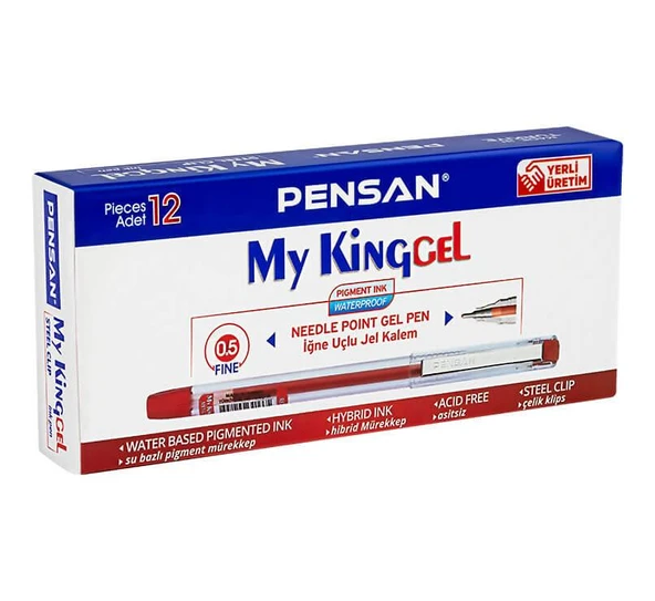 PENSAN MY-KING JEL KALEM 05mm KIRMIZI 12 LI(6405) ürün görseli 1