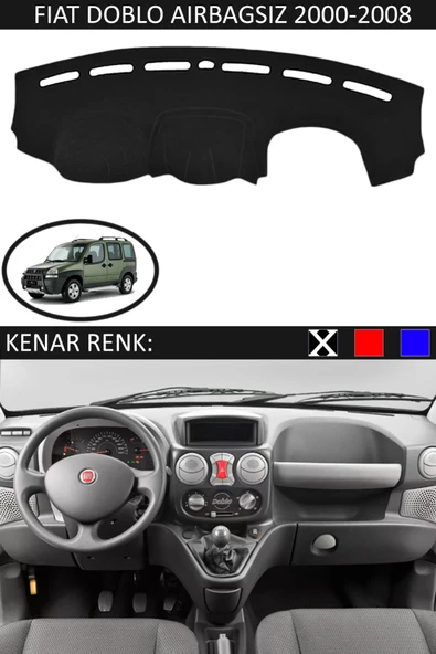 Torpido Koruma Halısı Siyah Kenar Renk Siyah Fiat Doblo Airbagsiz 2000-2008 ile Uyumlu ürün görseli 1