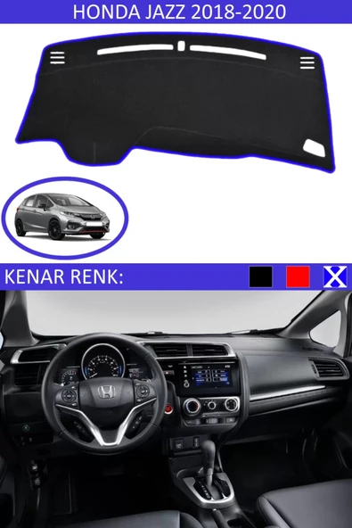 Torpido Koruma Halısı Siyah Kenar Renk Mavi Honda Jazz 2018-2020 ile Uyumlu ürün görseli 1