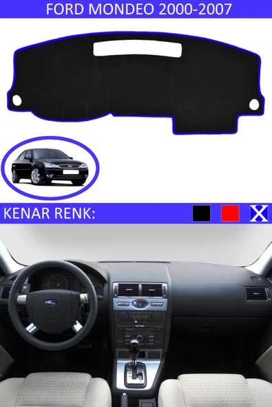 Torpido Koruma Halısı Siyah Kenar Renk Mavi Ford Mondeo 2000-2007 ile Uyumlu ürün görseli 1