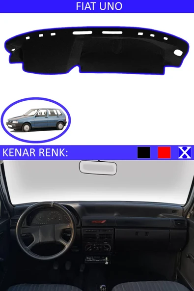 Torpido Koruma Halısı Siyah Kenar Renk Mavi Fiat Uno ile Uyumlu ürün görseli 1