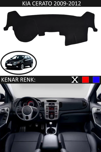 Torpido Koruma Halısı Siyah Kenar Renk Siyah Kia Cerato 2009-2012 ile Uyumlu ürün görseli 1