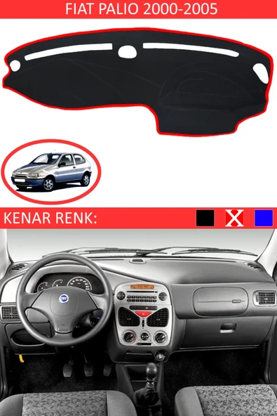 Torpido Koruma Halısı Siyah Kenar Renk Kırmızı Fiat Palio 2000-2005 ile Uyumlu ürün görseli 1