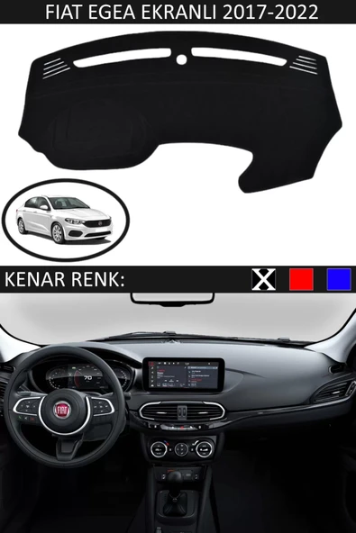 Torpido Koruma Halısı Siyah Kenar Renk Siyah Fiat Egea Ekranlı 2017-2022 ile Uyumlu ürün görseli 1