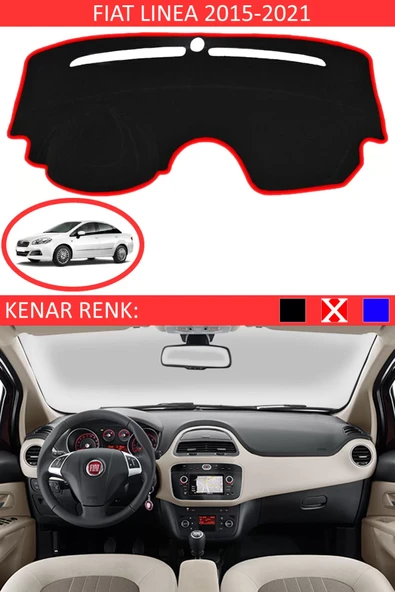 Torpido Koruma Halısı Siyah Kenar Renk Kırmızı Fiat Linea 2015-2020 ile Uyumlu ürün görseli 1