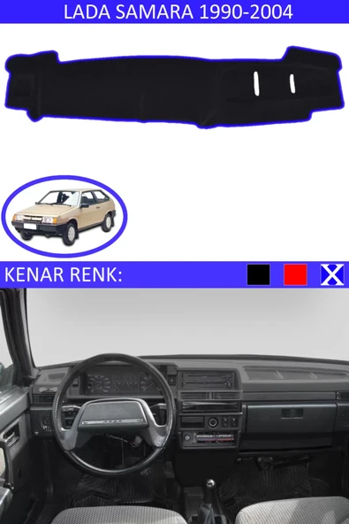 Torpido Koruma Halısı Siyah Kenar Renk Mavi Lada Samara 1990-2004 ile Uyumlu ürün görseli 1