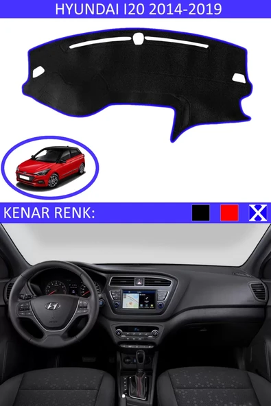 Torpido Koruma Halısı Siyah Kenar Renk Mavi Hyundai İ20 2014-2019 ile Uyumlu ürün görseli 1
