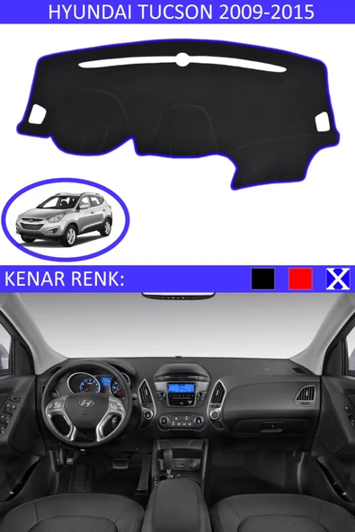 Torpido Koruma Halısı Siyah Kenar Renk Mavi Hyundai Tucson 2009-2015 ile Uyumlu ürün görseli 1