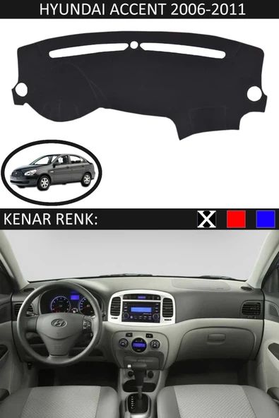 Torpido Koruma Halısı Siyah Kenar Renk Siyah Hyundai Accent Era 2006-2011 ile Uyumlu ürün görseli 1