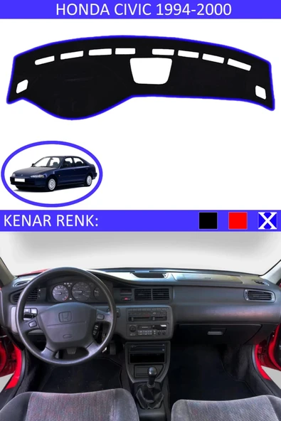 Torpido Koruma Halısı Siyah Kenar Renk Mavi Honda Civic 1994-2000 ile Uyumlu ürün görseli 1