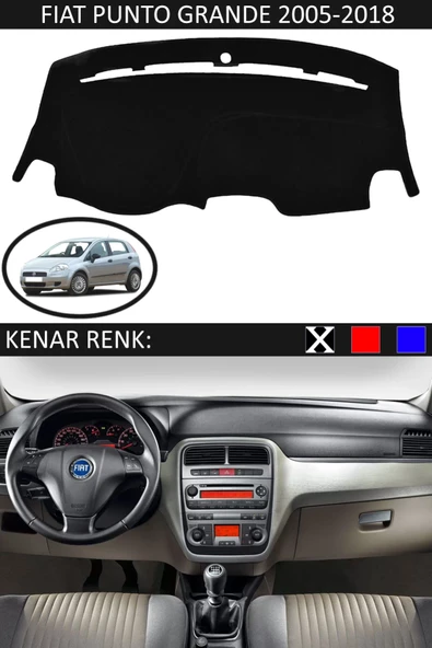 Torpido Koruma Halısı Siyah Kenar Renk Siyah Fiat Punto Grande 2005-2018 ile Uyumlu ürün görseli 1