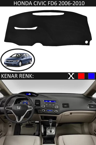 Torpido Koruma Halısı Siyah Kenar Renk Siyah Honda Civic FD6 2006-2010 ile Uyumlu ürün görseli 1