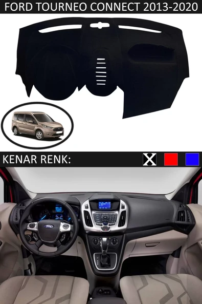 Torpido Koruma Halısı Siyah Kenar Renk Siyah Ford Tourneo Connect 2012-2020 ile Uyumlu ürün görseli 1