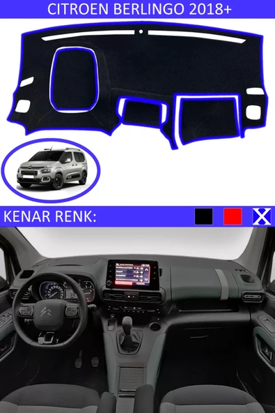 Torpido Koruma Halısı Siyah Kenar Renk Mavi Citroen Berlingo 2018 ile Uyumlu ürün görseli 1