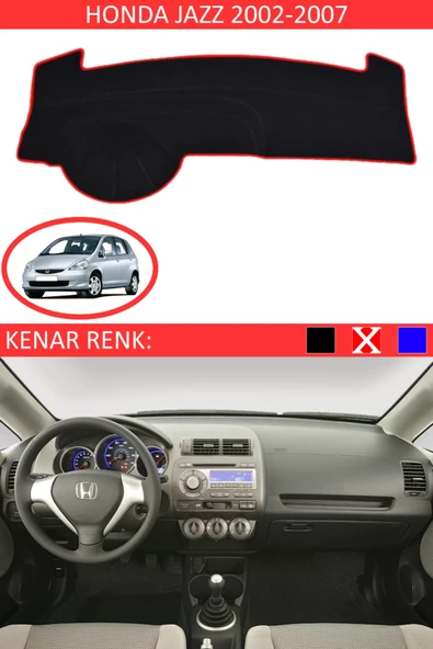Torpido Koruma Halısı Siyah Kenar Renk Kırmızı Honda Jazz 2002-2007 ile Uyumlu ürün görseli 1