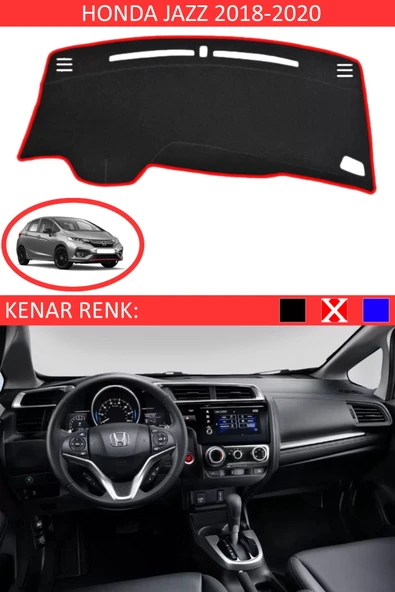 Torpido Koruma Halısı Siyah Kenar Renk Kırmızı Honda Jazz 2018-2020 ile Uyumlu ürün görseli 1