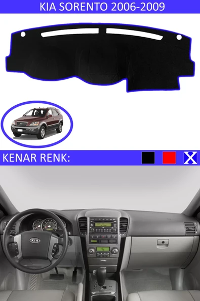 Torpido Koruma Halısı Siyah Kenar Renk Mavi Kia Sorento 2006-2009 ile Uyumlu ürün görseli 1