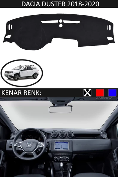 Torpido Koruma Halısı Siyah Kenar Renk Siyah Dacia Duster 2018-2020 ile Uyumlu ürün görseli 1