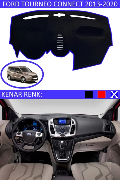 Torpido Koruma Halısı Siyah Kenar Renk Mavi Ford Tourneo Connect 2012-2020 ile Uyumlu ürün görseli 1