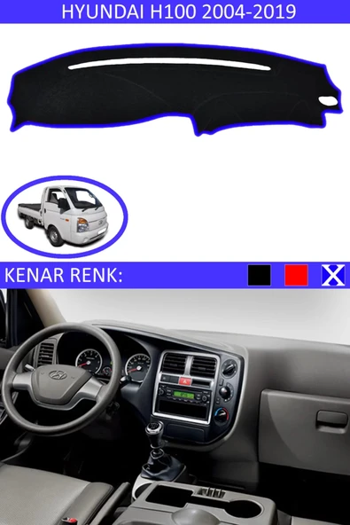 Torpido Koruma Halısı Siyah Kenar Renk Mavi Hyundai H100 2004-2019 ile Uyumlu ürün görseli 1