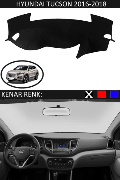 Torpido Koruma Halısı Siyah Kenar Renk Siyah Hyundai Tucson 2016-2018 ile Uyumlu ürün görseli 1