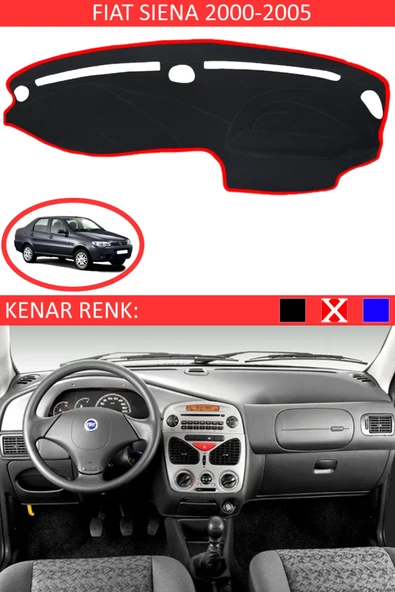 Torpido Koruma Halısı Siyah Kenar Renk Kırmızı Fiat Siena 2000-2005 ile Uyumlu ürün görseli 1